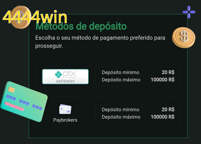 O cassino 4444winbet oferece uma grande variedade de métodos de pagamento